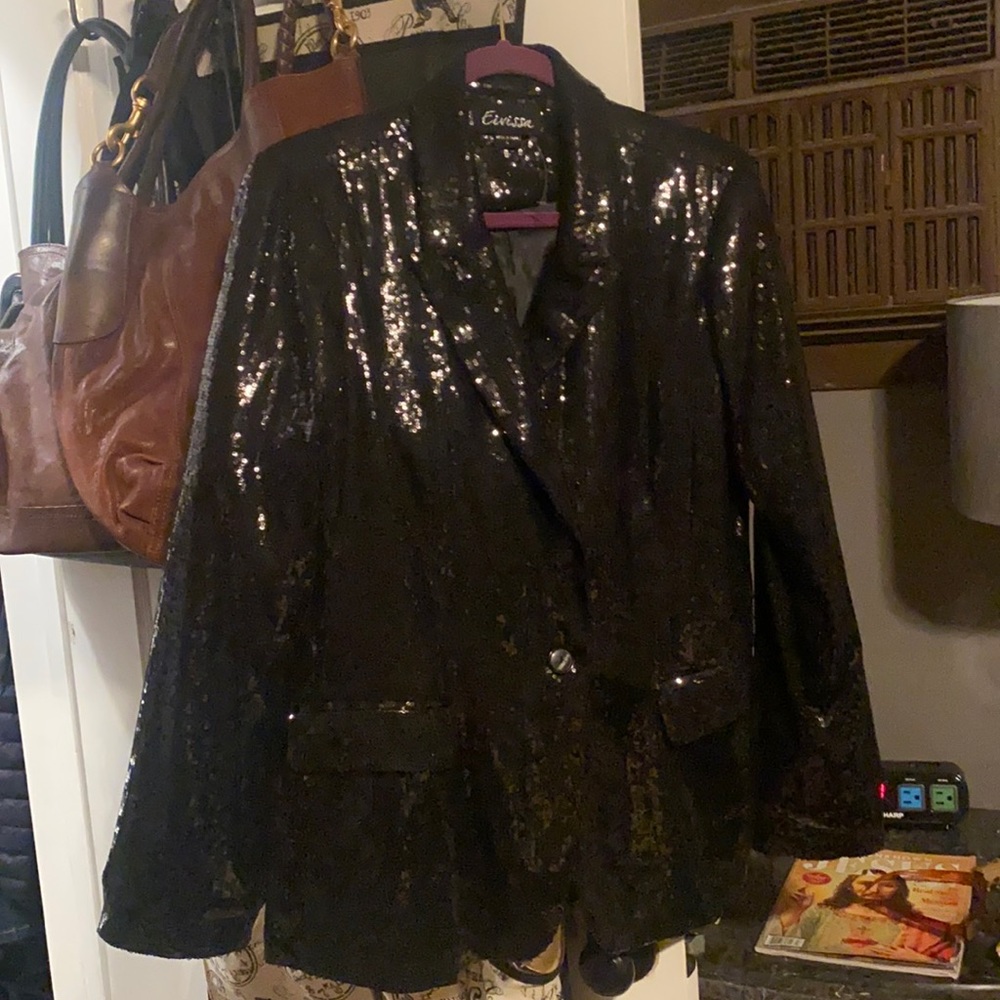 Eirissa black sequin coat
